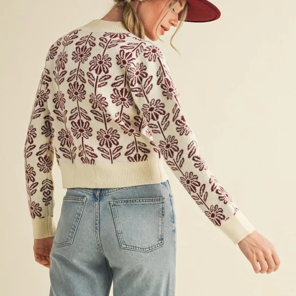 Last 1! NWT Floral Pattern Knit Sweater - Picture 9 of 9